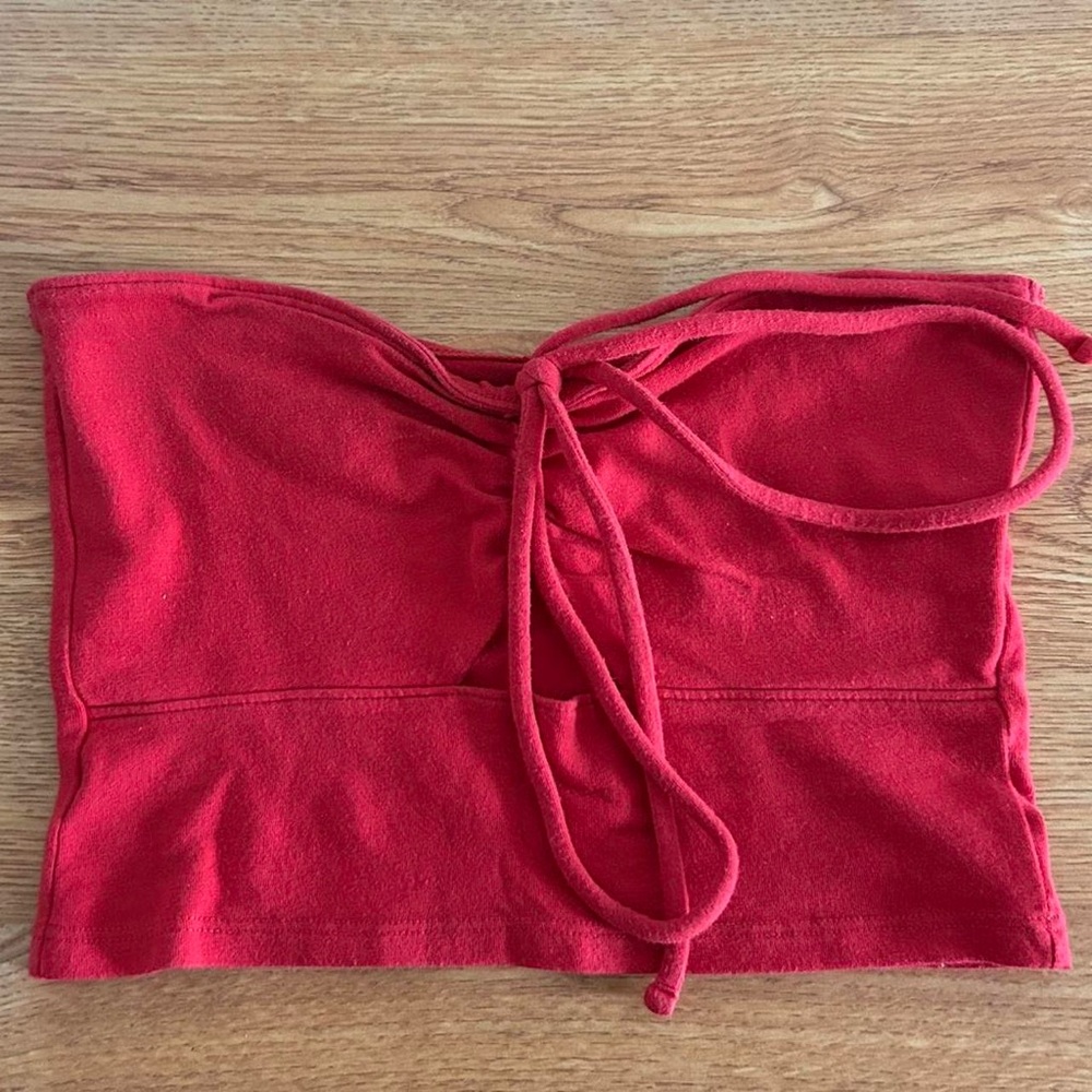 Red Strapless Top